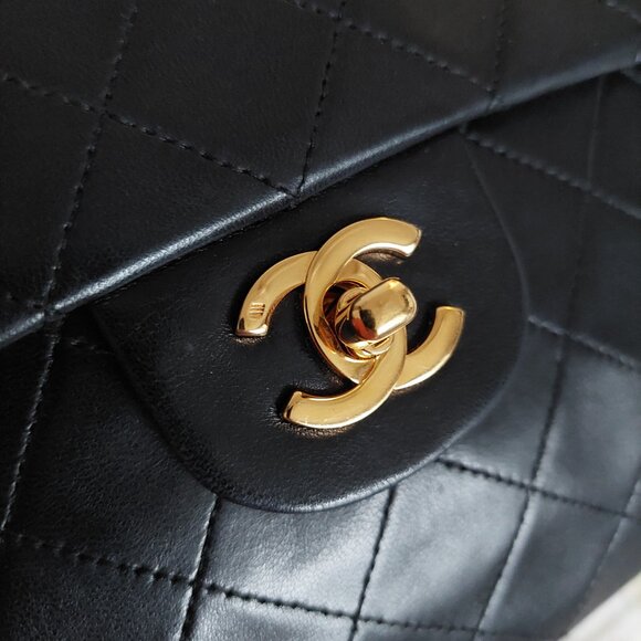 SOLD CHANEL 25 Black Double Flap Quilted Lambskin Leather Bag - Picture 6 of 16